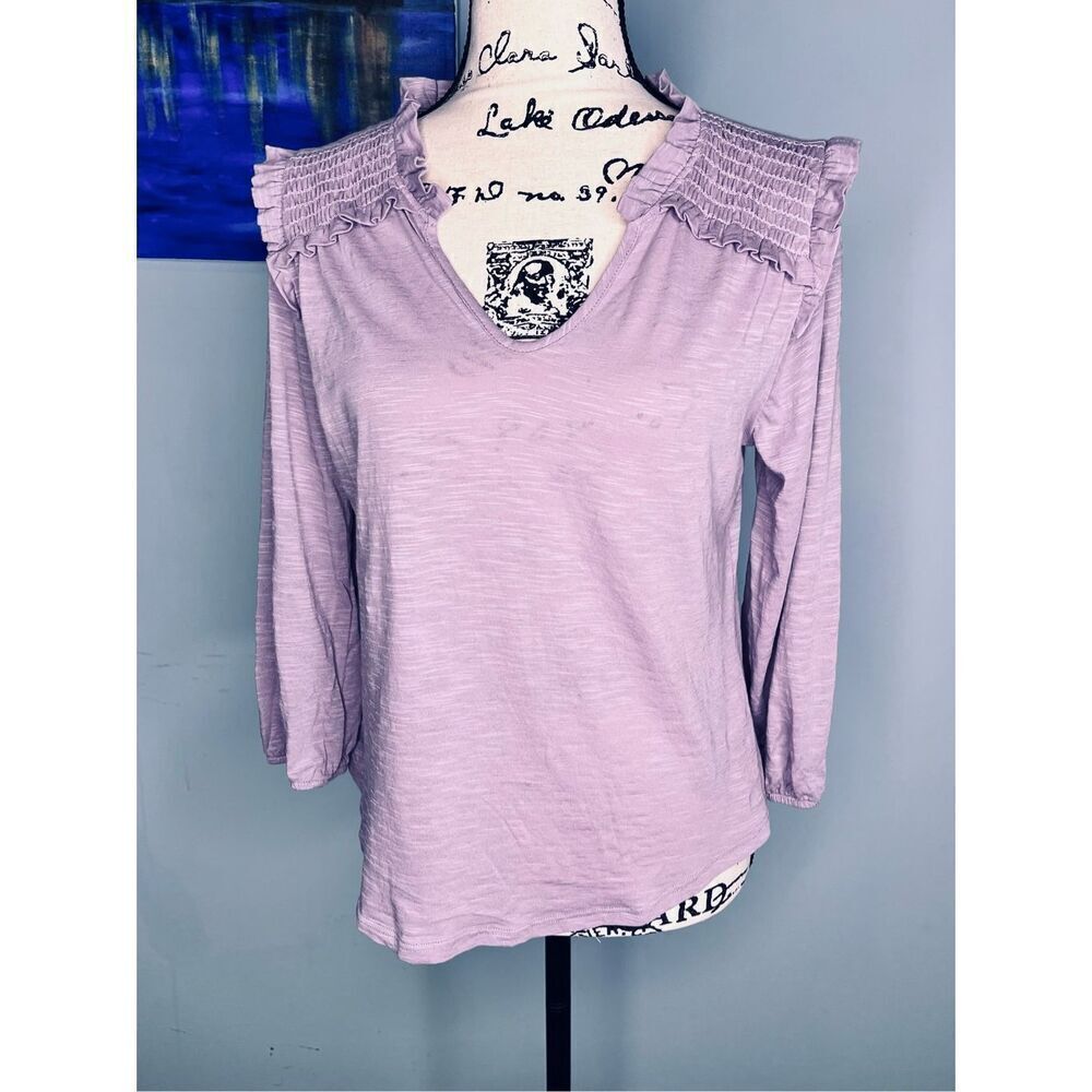 Beacon Apparel Women’s S V-Neck Ruffle Blouse Soft Lilac Trendy, Flowy